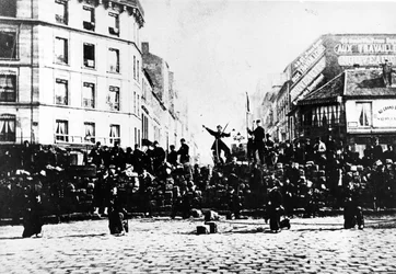 Communard Baricade Montmartre-ban, 1871